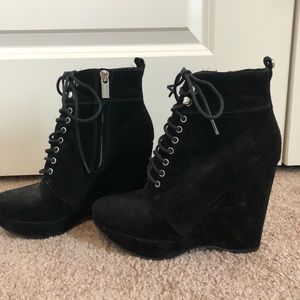 Michael Kors Suede lace up wedge booties